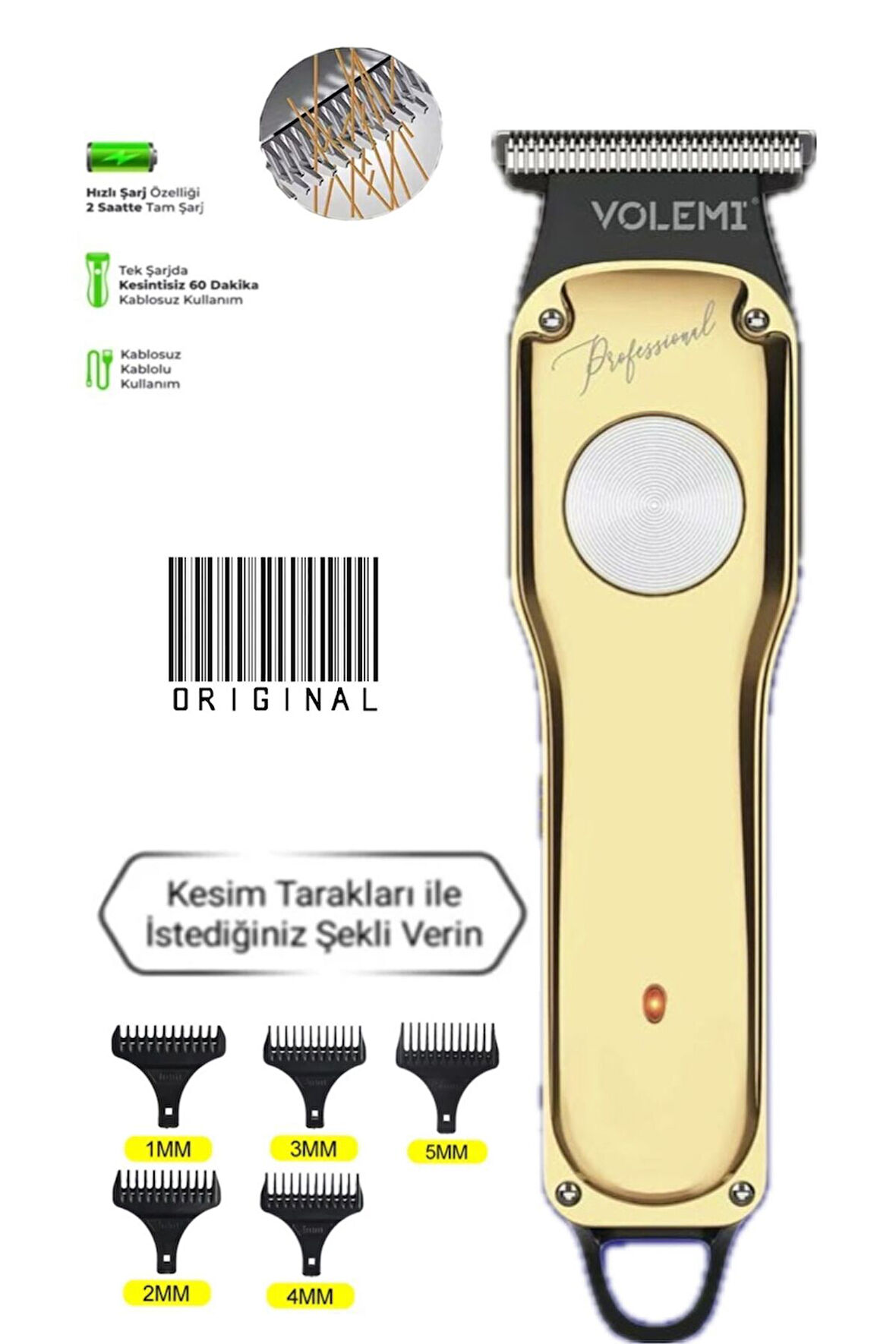 Profesyonel Usb Şarjlı Berber Tıraş Makinesi Saç Sakal Tıraş Makinası Erkek Bakım Seti 85
