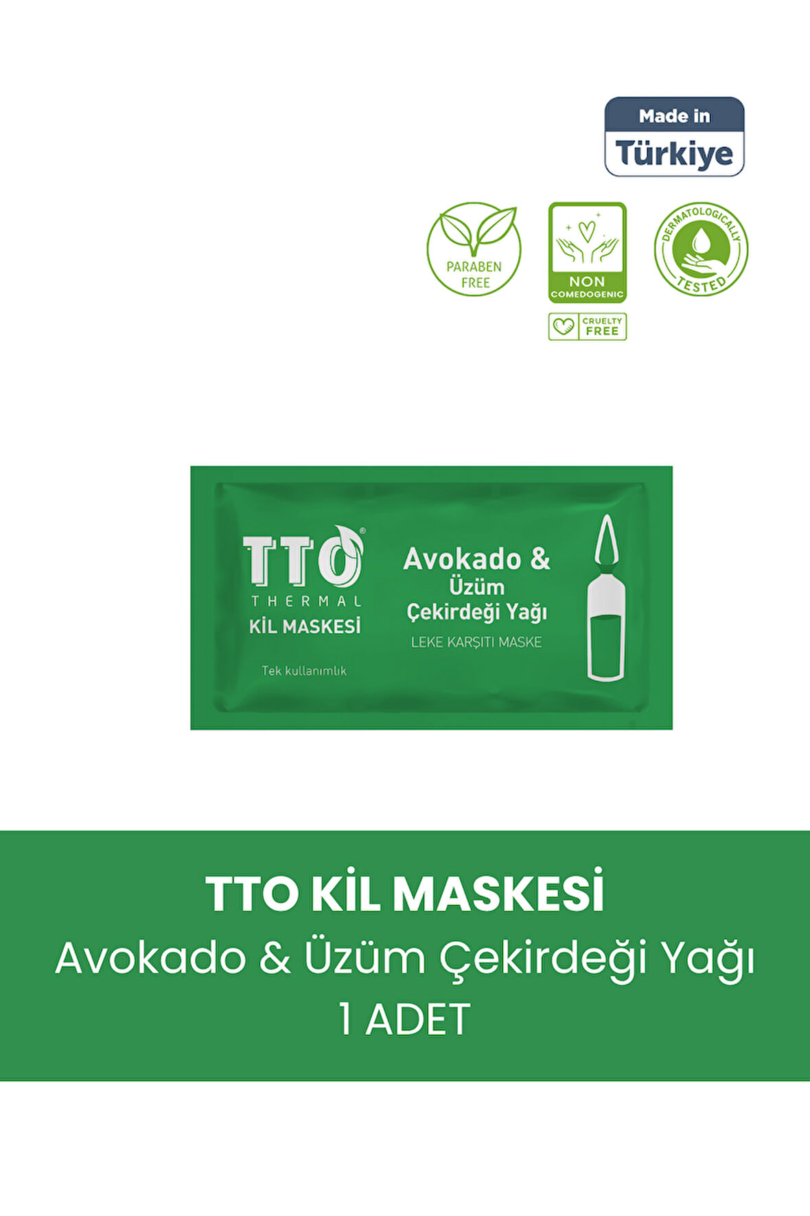 TTO THERMAL Avokado ve Üzüm Çekirdeği Yağ İçeren Kil Maskesi 1 Adet