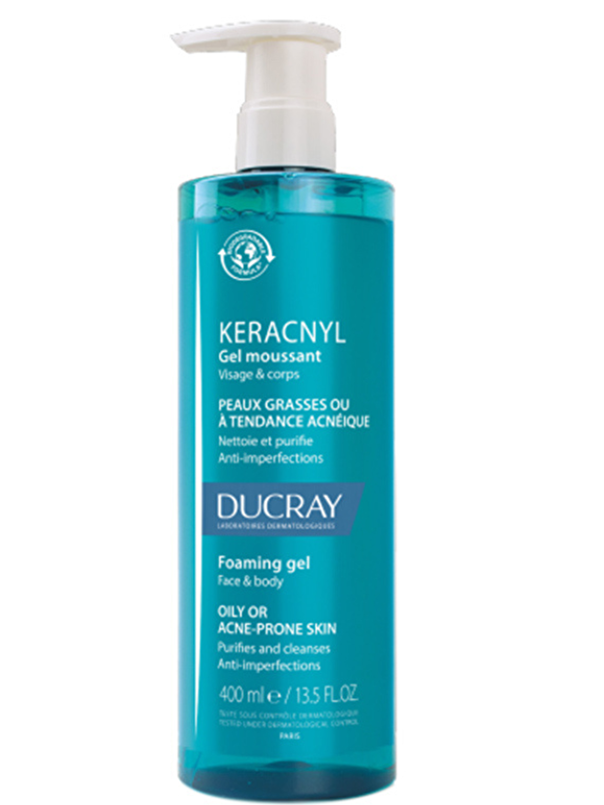 Ducray Keracnyl Yağlı Cilt için Temizleyici Yüz Temizleme Jeli 400 ml 