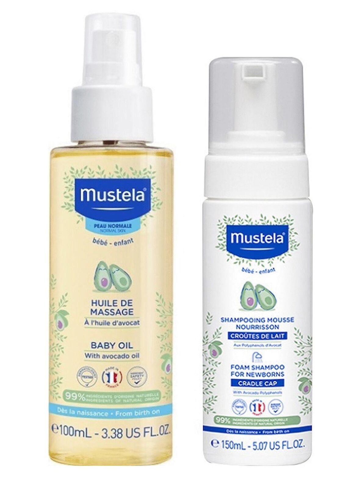 Mustela Bebek Bakım Masaj Yağı 100ml-Mustela Yenidoğan Köpük Şampuanı 150 ml