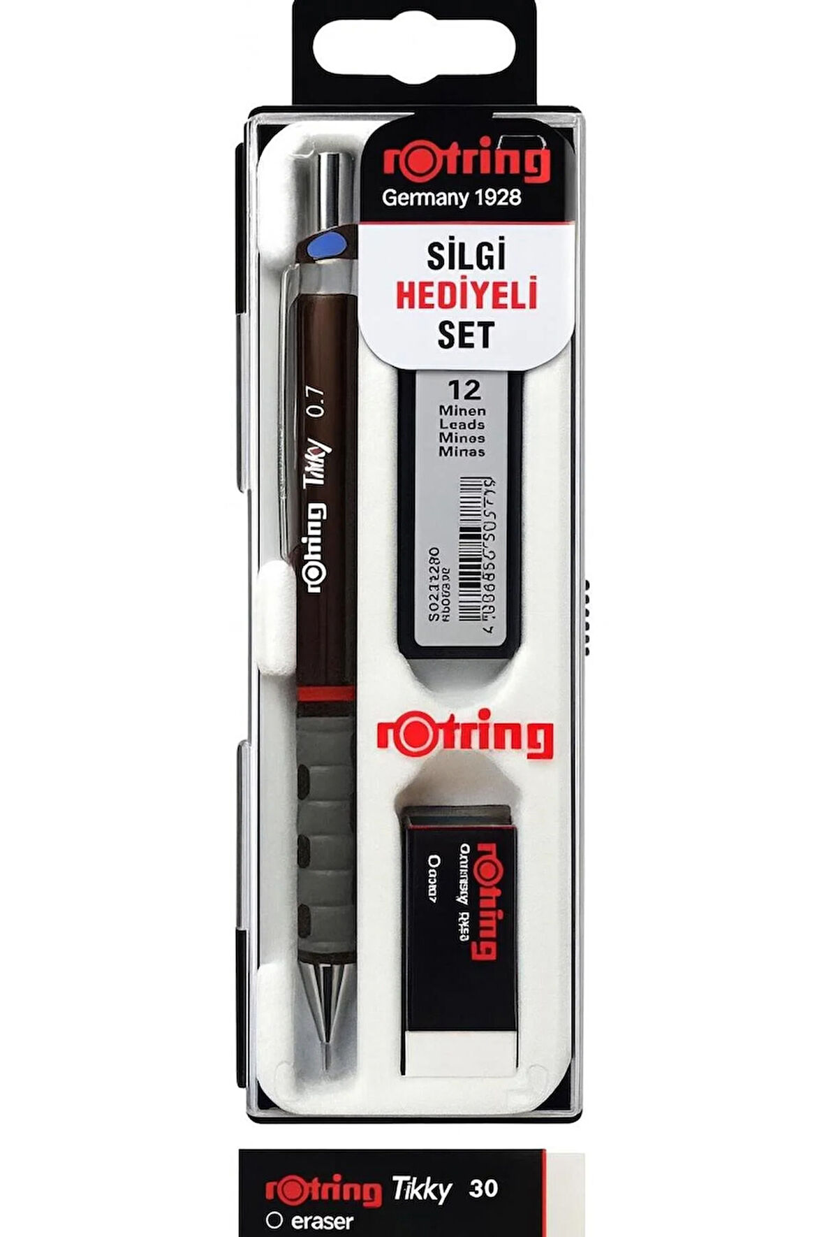 Tikky Mekanik Kurşun Kalem, Uç ve Silgi Seti, 0,7 mm Kalem