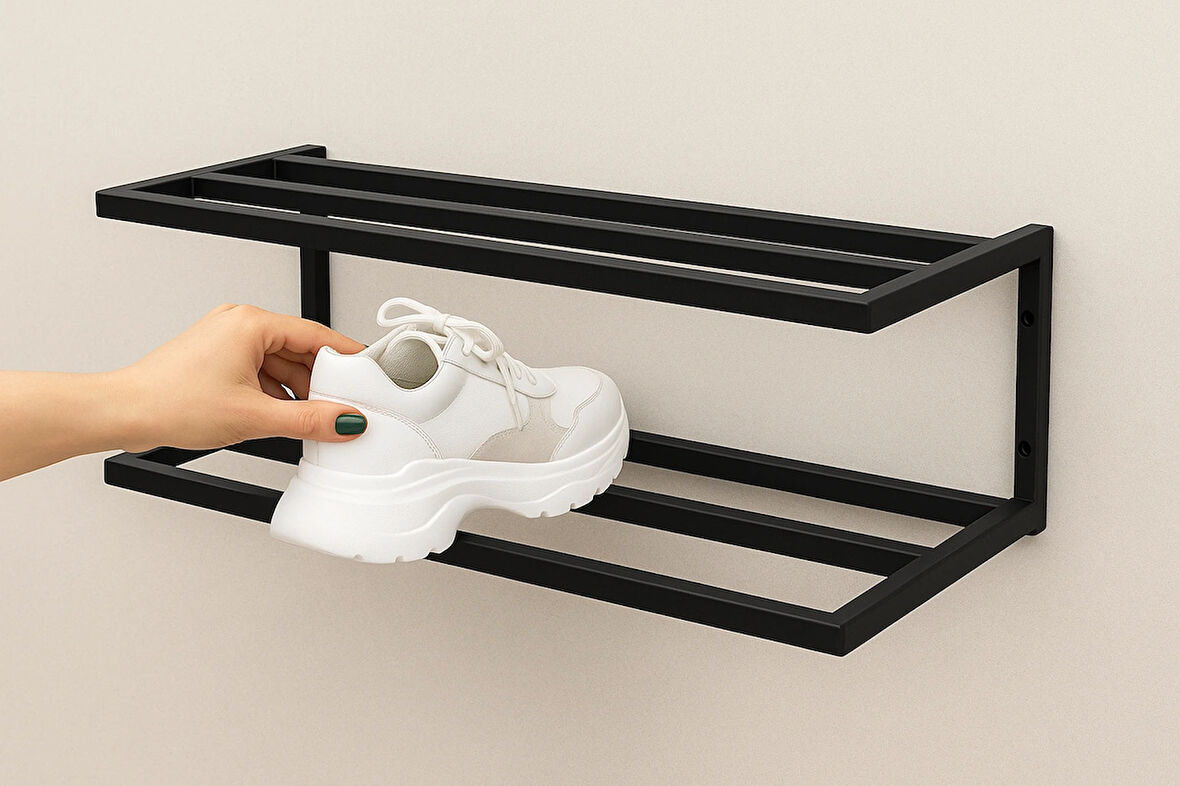 Duvara Monte Metal Ayakkabılık – Modern Loft Tarz