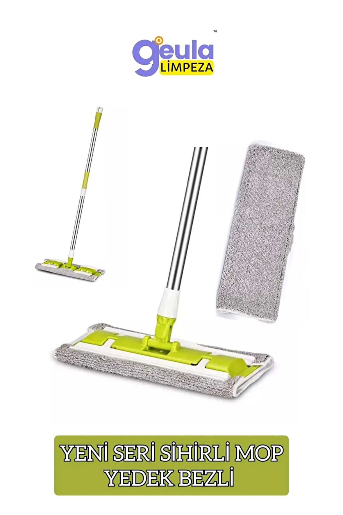 Kıskaçlı Mop Cam Silme Aparatı Pas Pas Cam Silecek Yedek Bezli