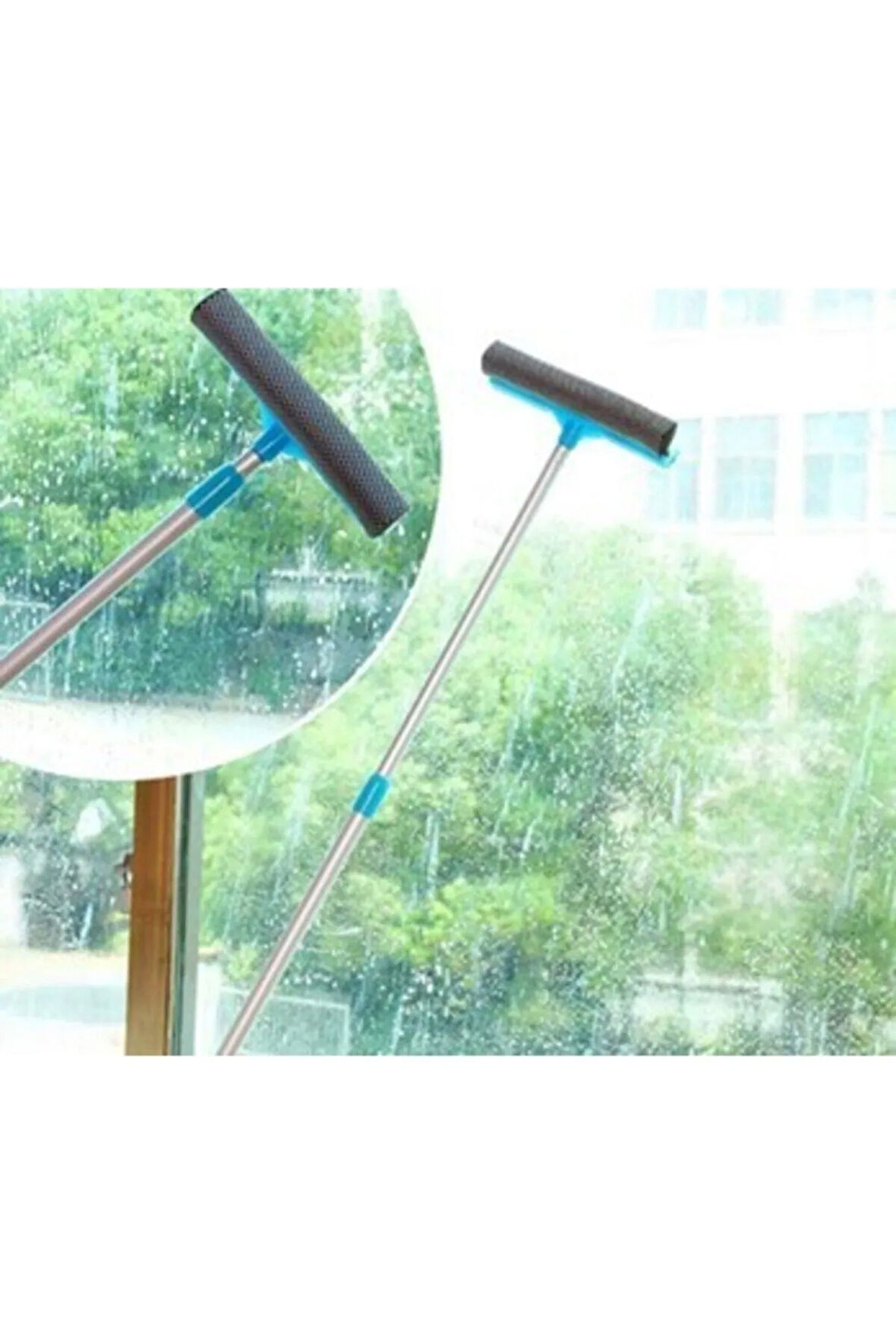 Teleskopik Camsil Çekçek Mikrofiber Cam Silme Aparatı Tablet Mop