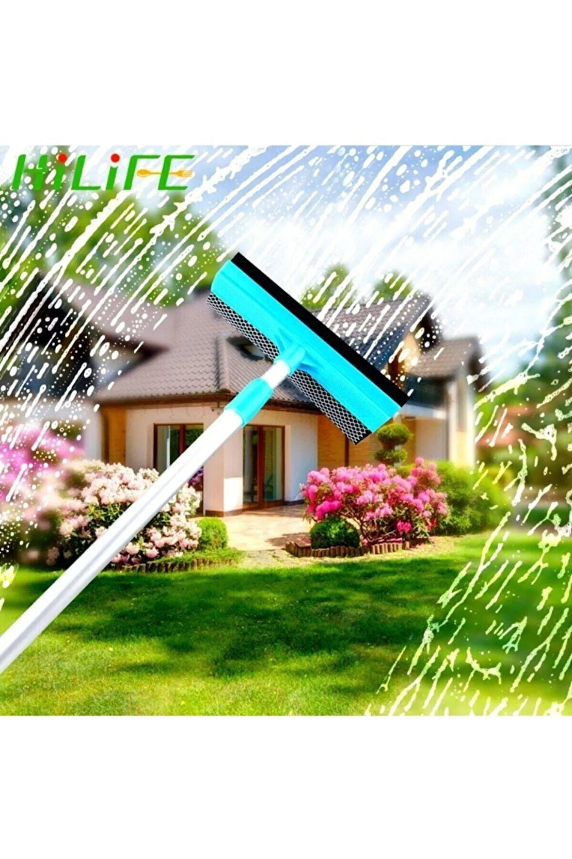 Pratik Teleskopik Sapli Süngerli Çekçekli Kolay Cam Silme Aleti