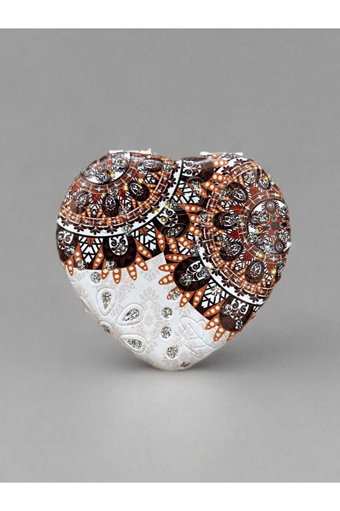 Işıltılı Karışık Desenli Çift Taraflı Kalp Şeklinde Cep Aynası Çanta Makyaj Aynası 7cm x 7cm