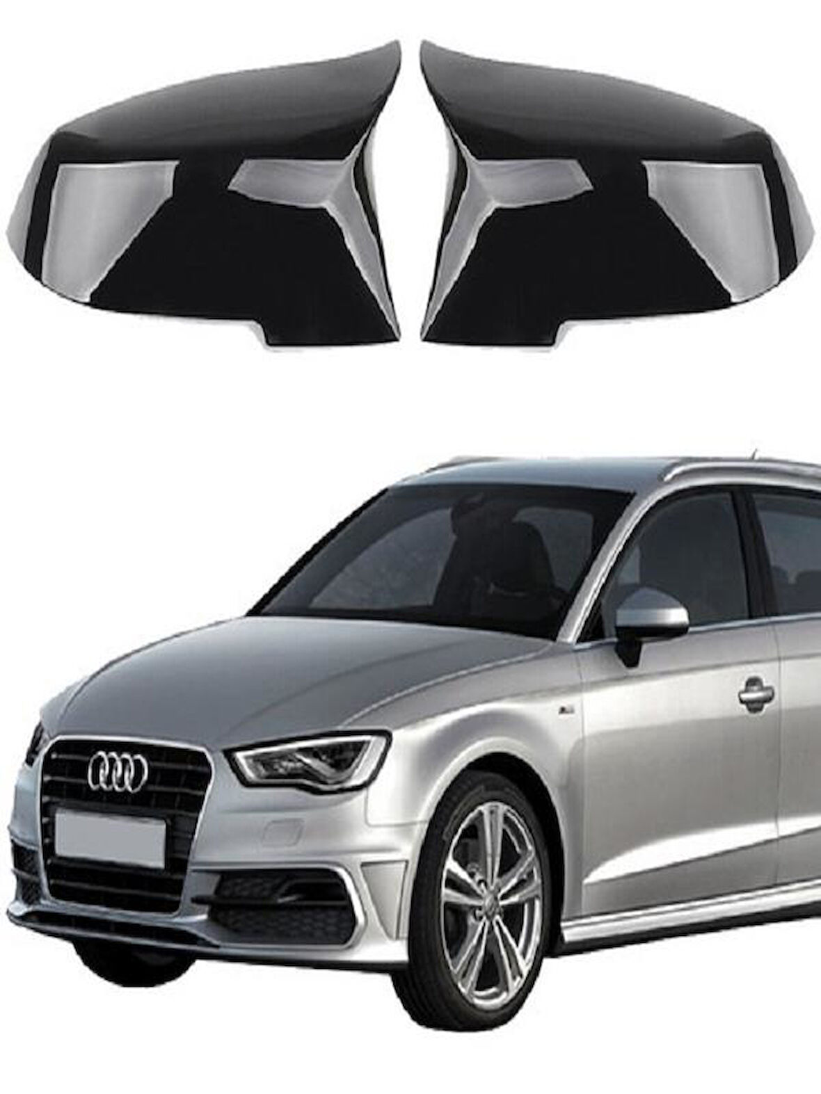 Audi A3 2014-2020 Araca Özel Batman Yarasa Ayna Kapağı Pianoblack