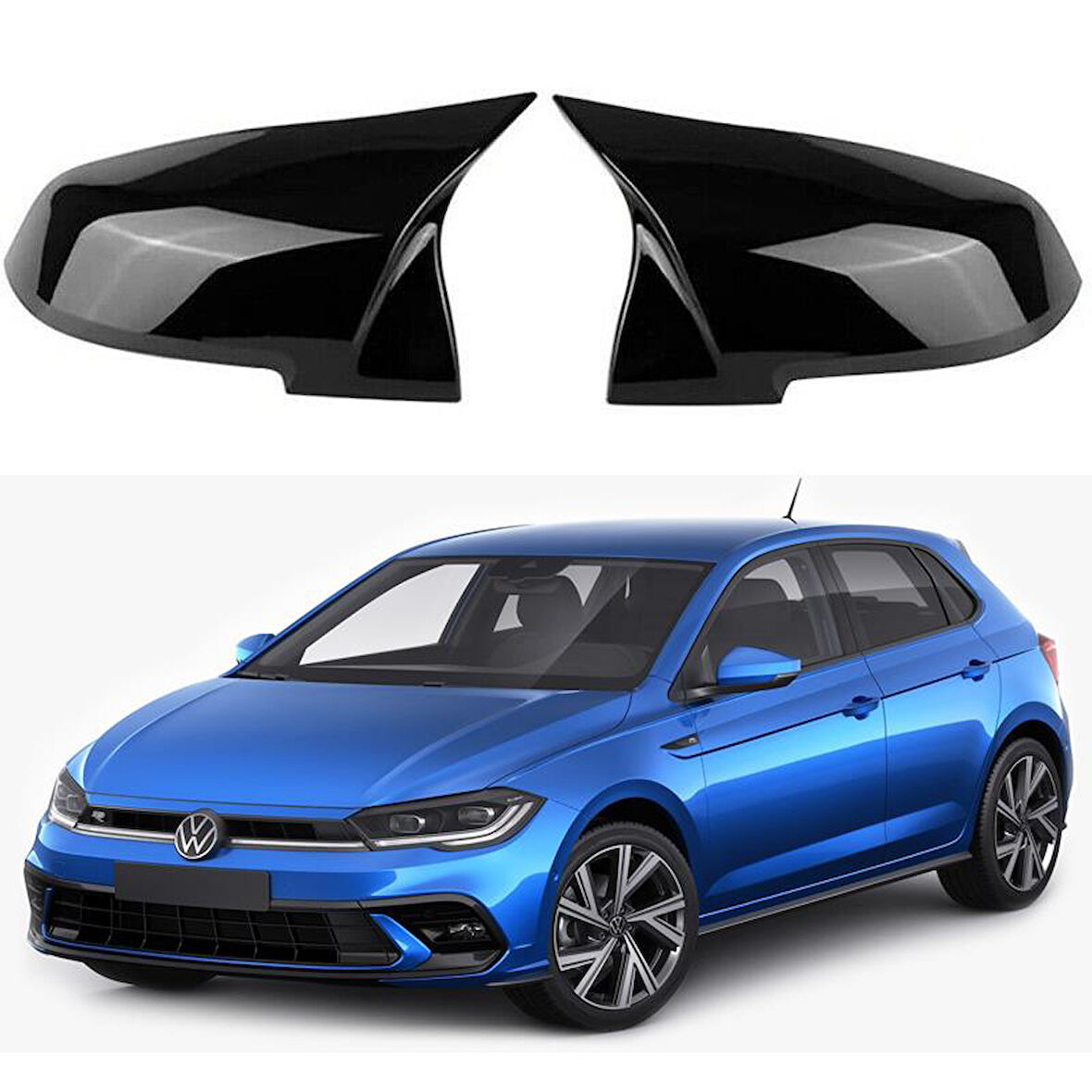 Volkswagen Polo 2022+ Araca Özel Batman Yarasa Ayna Kapağı Pianoblack