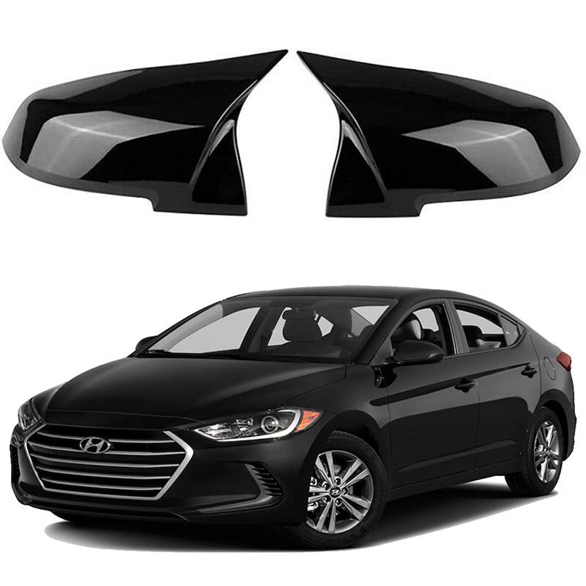 Hyundai Elentra 15-19 Sinyalsiz Araca Özel Batman Yarasa Ayna Kapağı Pianoblack