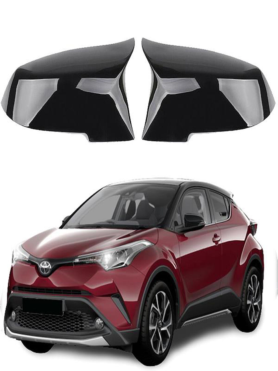 Toyota CHR Araca Özel Batman Yarasa Ayna Kapağı Pianoblack