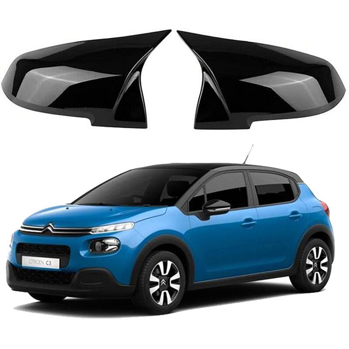 Citroen C3 16-21 Araca Özel Batman Yarasa Ayna Kapağı Pianoblack