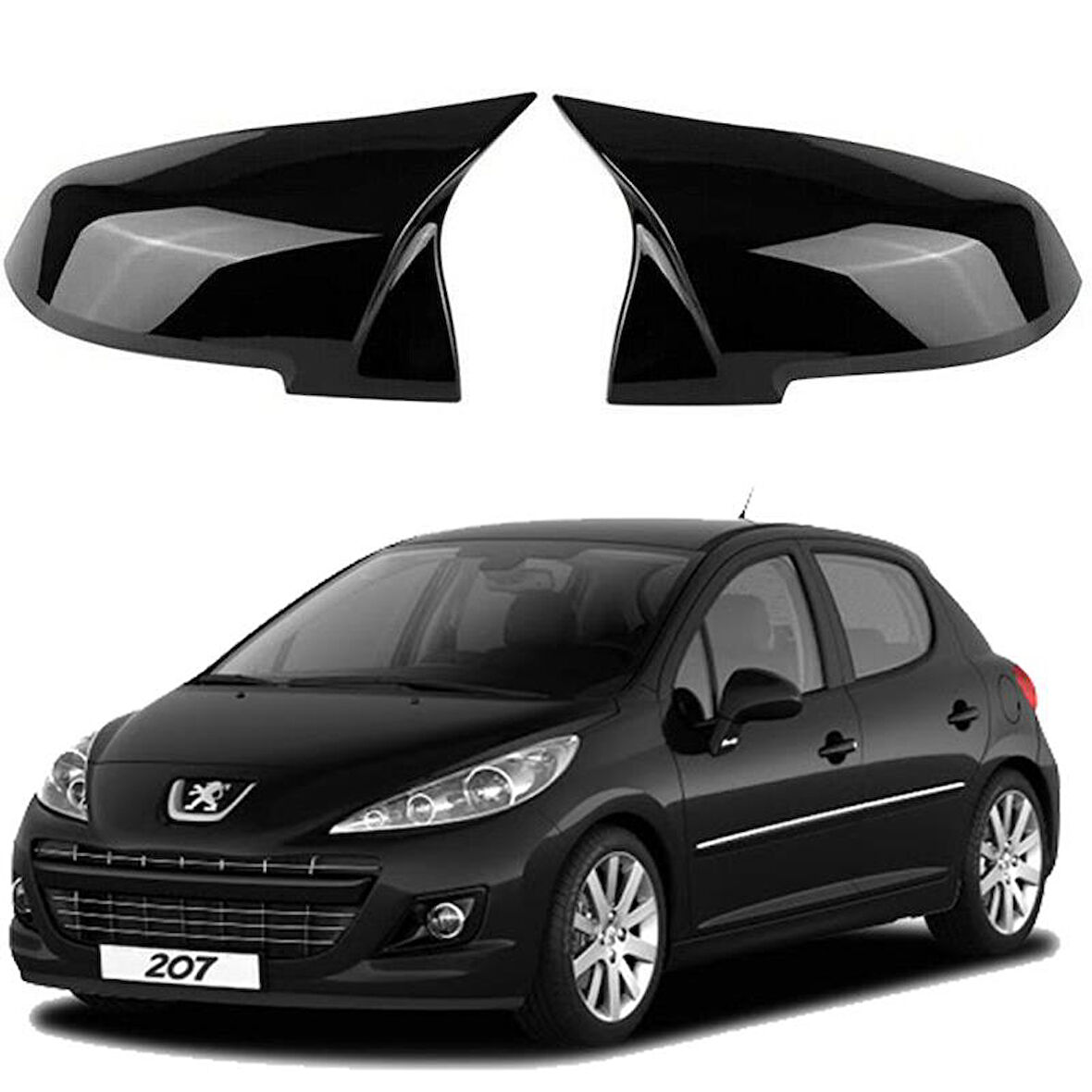 Peugeot 207 Araca Özel Batman Yarasa Ayna Kapağı Pianoblack