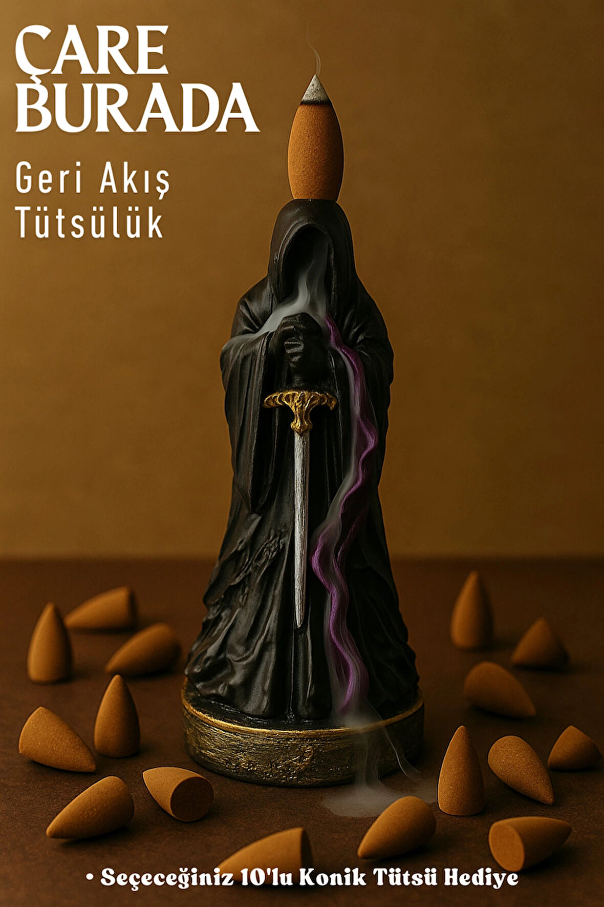 Azrail Geri Akış Tütsülük (Seçeceğiniz 10'lu Konik Tütsü Hediye)