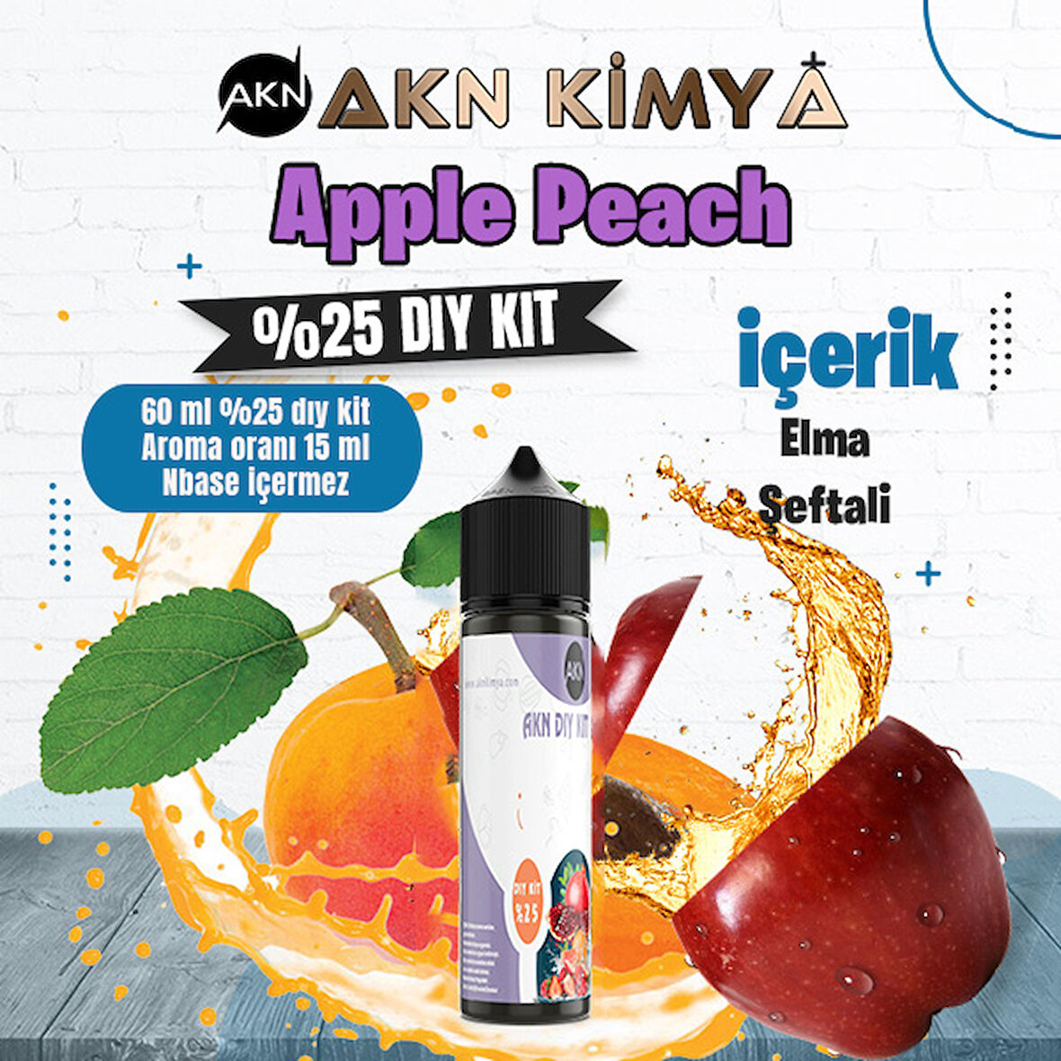 Apple Peach Yoğun Dıy Kit Elma Şeftali Gıda Aroması %25 Oranda Aroma İçerir (Hazır Değildir )