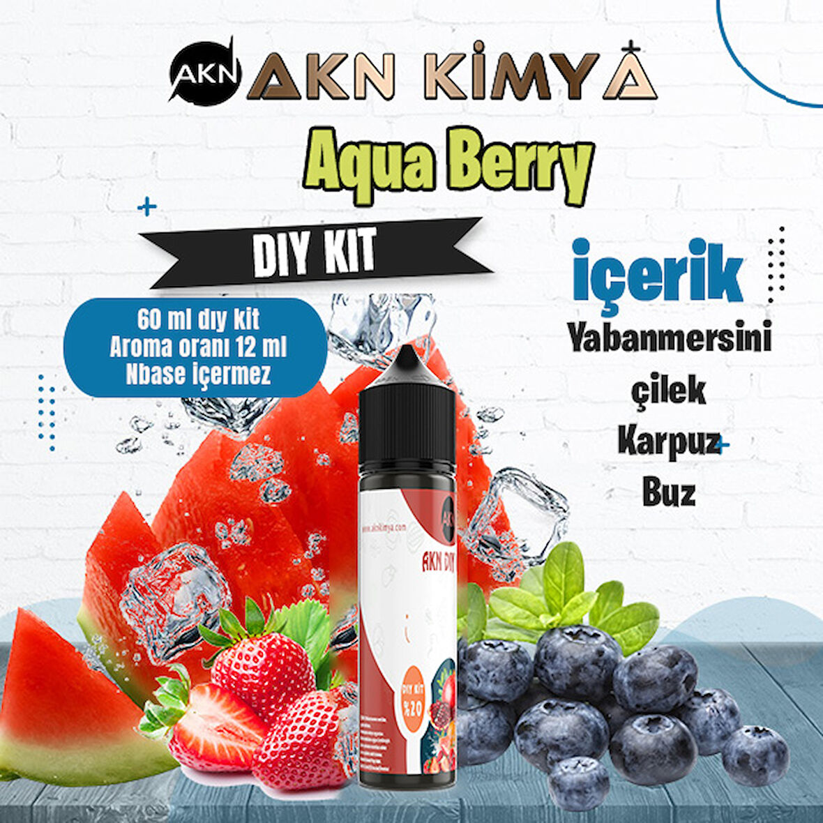 Aquaberry Dıy Kit Yabanmersini Çilek Karpuz Buz Gıda Aroması %20 Oranda Aroma İçerir (Hazır Değildir )