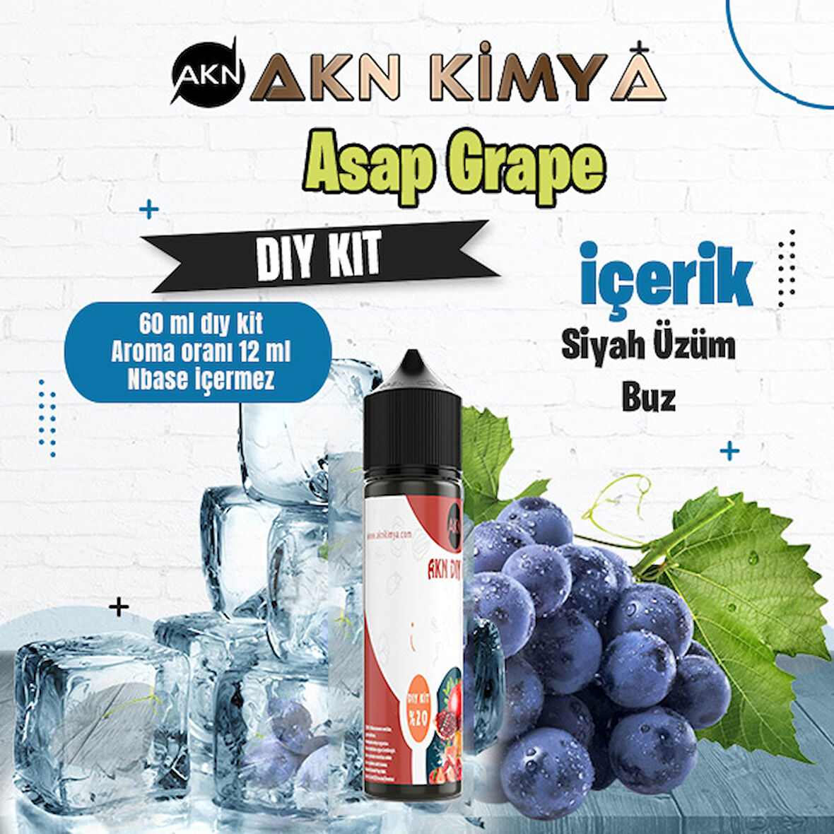 Asap Grape Dıy Kit Siyah Üzüm Buz Gıda Aroması %20 Oranda Aroma İçerir (Hazır Değildir )