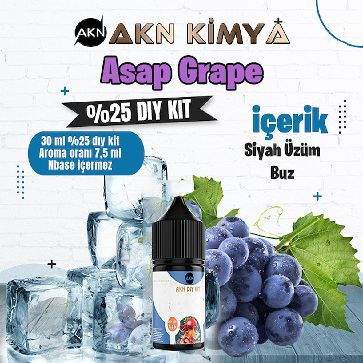 Asap Grape Yoğun Dıy Kit Siyah Üzüm Buz Gıda Aroması %25 Oranda Aroma İçerir (Hazır Değildir )