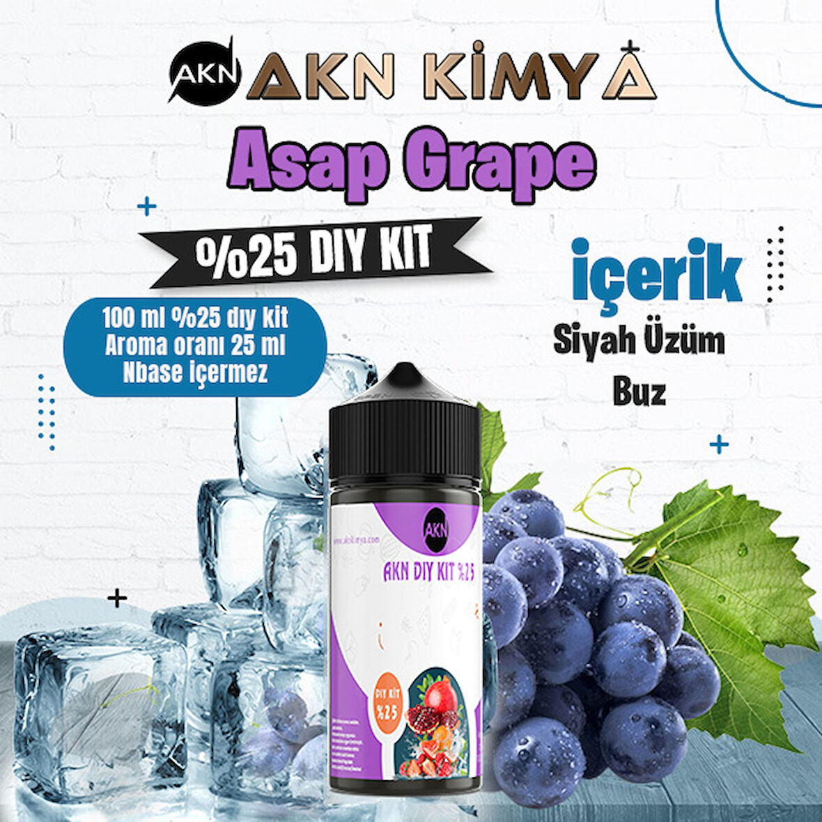 Asap Grape Yoğun Dıy Kit Siyah Üzüm Buz Gıda Aroması %25 Oranda Aroma İçerir (Hazır Değildir )