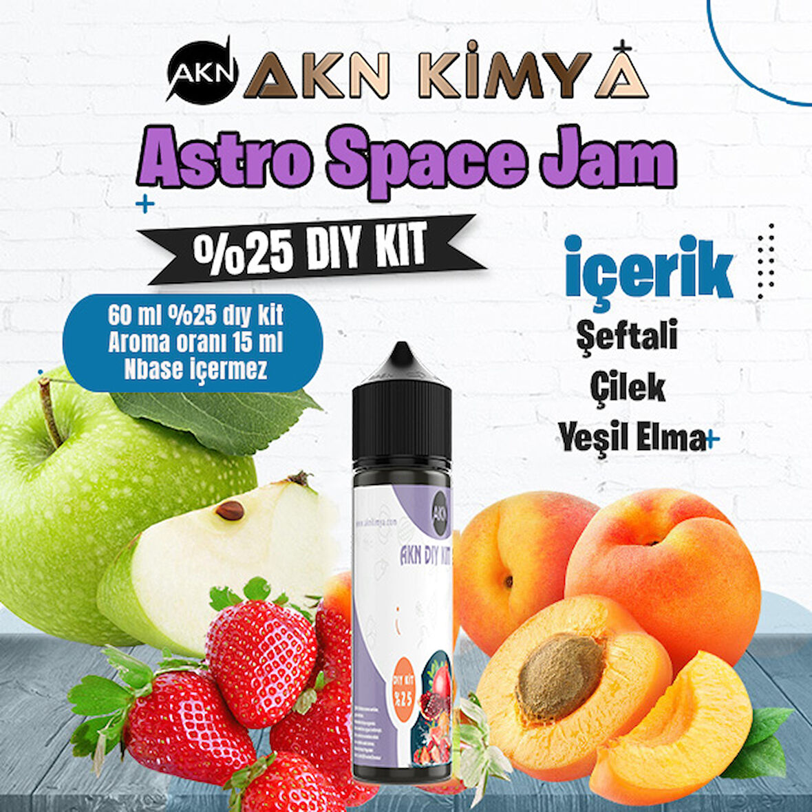 Astro Space Jam Yoğun Dıy Kit Yeşil Elma Şeftali Gıda Aroması %25 Oranda Aroma İçerir (Hazır Değildir )