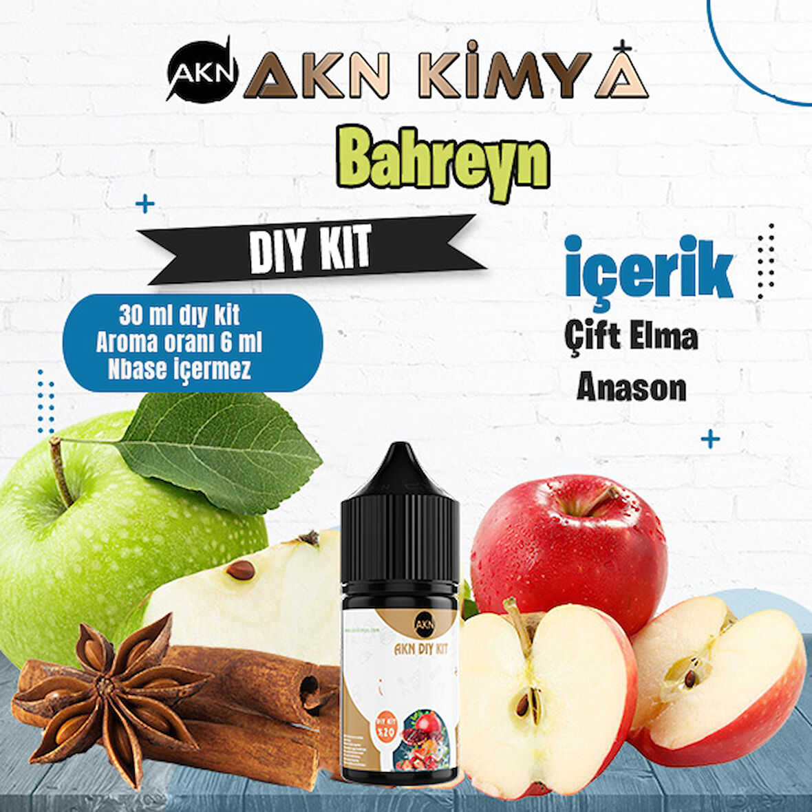 Bahreyn Dıy Kit Çift Elma Anason Gıda Aroması %20 Oranda Aroma İçerir (Hazır Değildir )