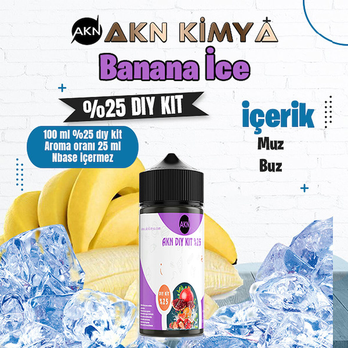 Banana Ice Yoğun Dıy Kit Muz Buz Gıda Aroması %25 Oranda Aroma İçerir (Hazır Değildir )