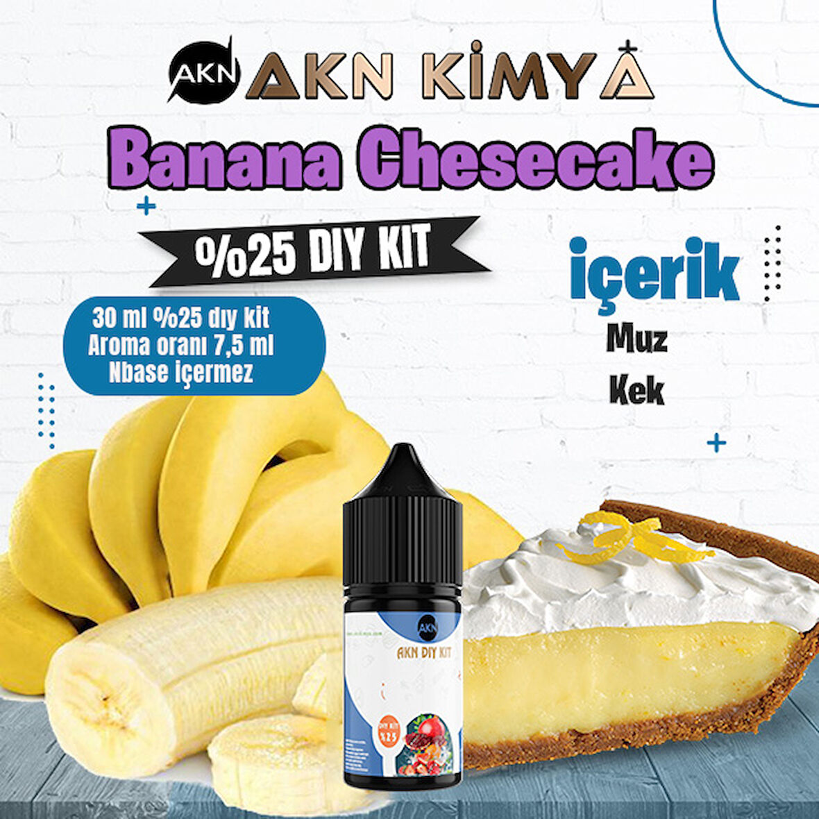 Banana Cheescake Yoğun Dıy Kit Muz Kek Gıda Aroması %25 Oranda Aroma İçerir (Hazır Değildir )