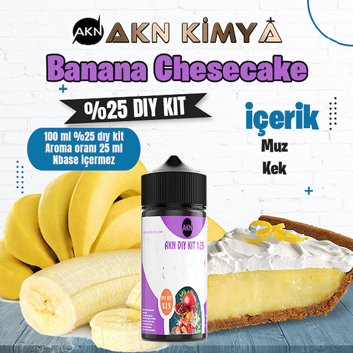 Banana Cheescake Yoğun Dıy Kit Muz Kek Gıda Aroması %25 Oranda Aroma İçerir (Hazır Değildir )
