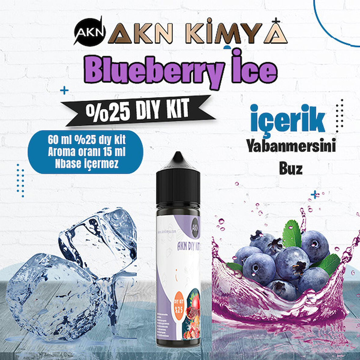 Bluberry Ice Yoğun Dıy Kit Yabanmersini Buz Gıda Aroması %25 Oranda Aroma İçerir (Hazır Değildir )