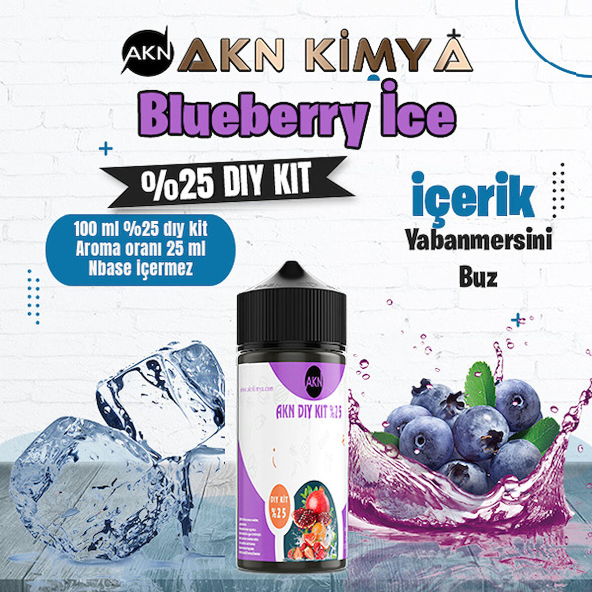 Bluberry Ice Yoğun Dıy Kit Yabanmersini Buz Gıda Aroması %25 Oranda Aroma İçerir (Hazır Değildir )