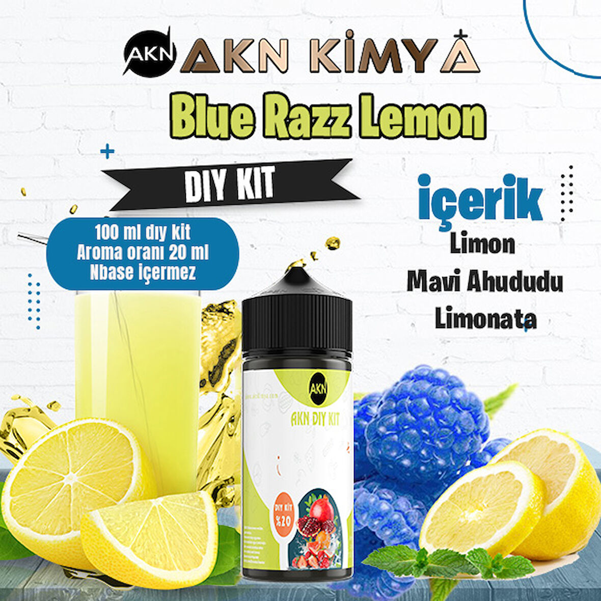 Blue Razz Lemonade Dıy Kit Limon Ahududu Gıda Aroması %20 Oranda Aroma İçerir (Hazır Değildir )