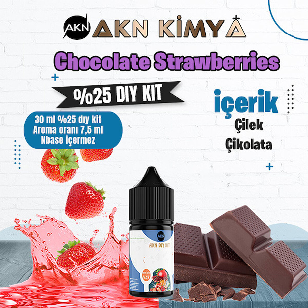 Chocolate Strawberries Yoğun Dıy Kit Çilek Çikolata Gıda Aroması %25 Oranda Aroma İçerir (Hazır Değildir )