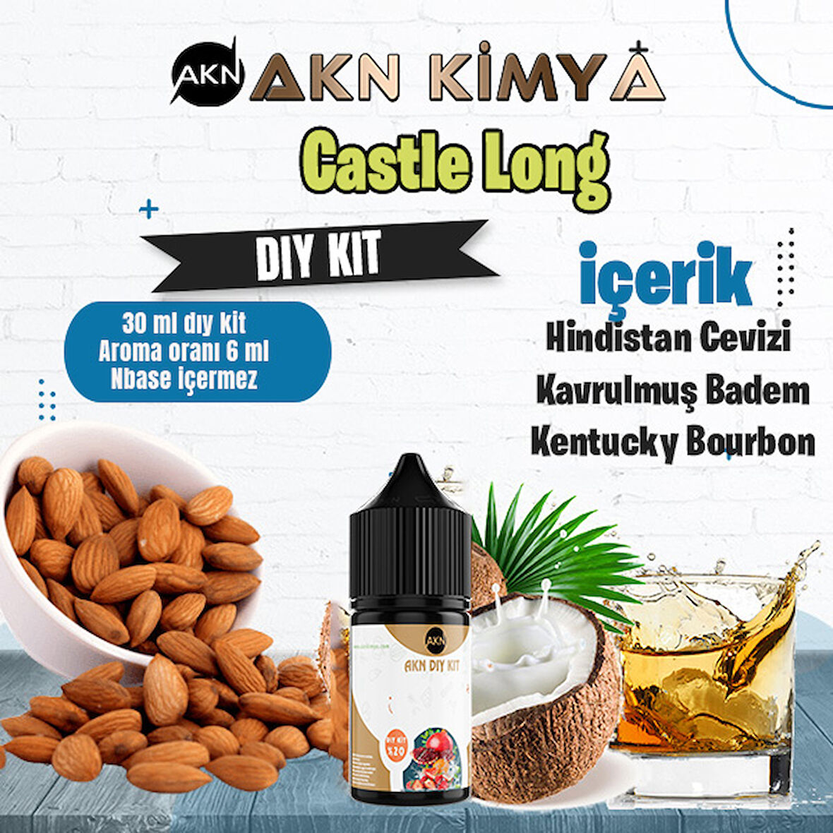 Castle Long Five Pawns Dıy Kit Kavrulmuş Badem Bourbon Gıda Aroması %20 Oranda Aroma İçerir (Hazır Değildir )