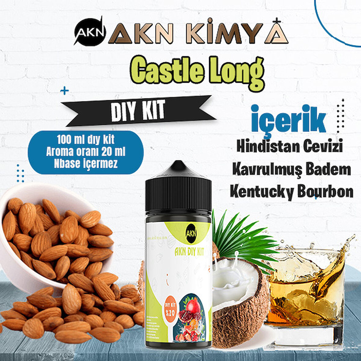 Castle Long Five Pawns Dıy Kit Kavrulmuş Badem Bourbon Gıda Aroması %20 Oranda Aroma İçerir (Hazır Değildir )