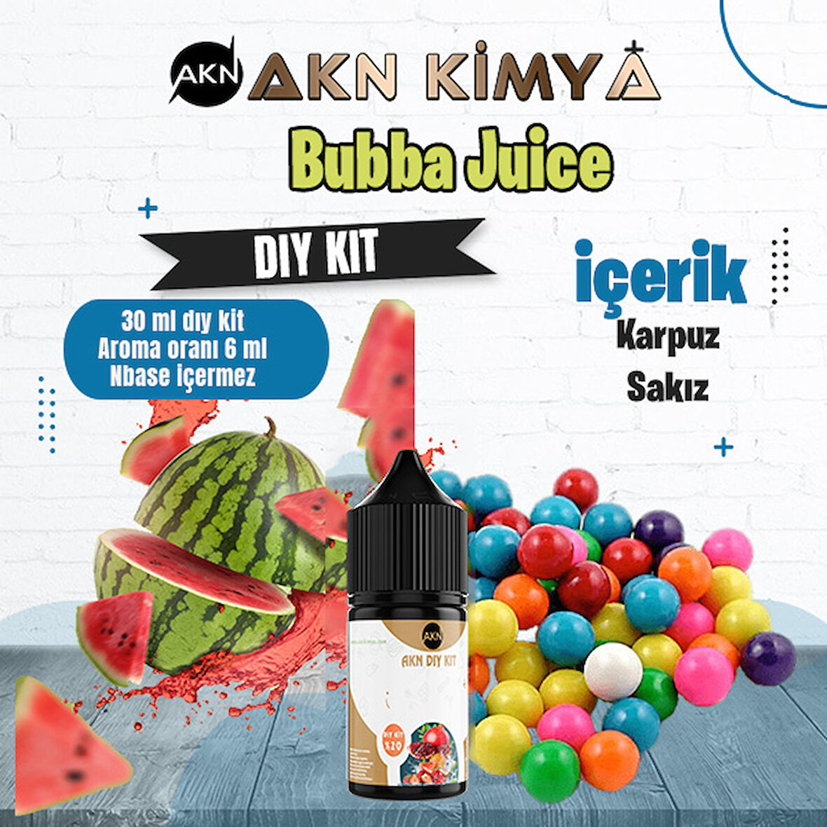 Bubba Juice Dıy Kit Karpuz Sakız Gıda Aroması %20 Oranda Aroma İçerir (Hazır Değildir )