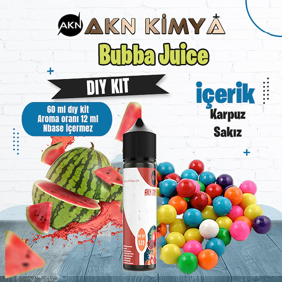 Bubba Juice Dıy Kit Karpuz Sakız Gıda Aroması %20 Oranda Aroma İçerir (Hazır Değildir )