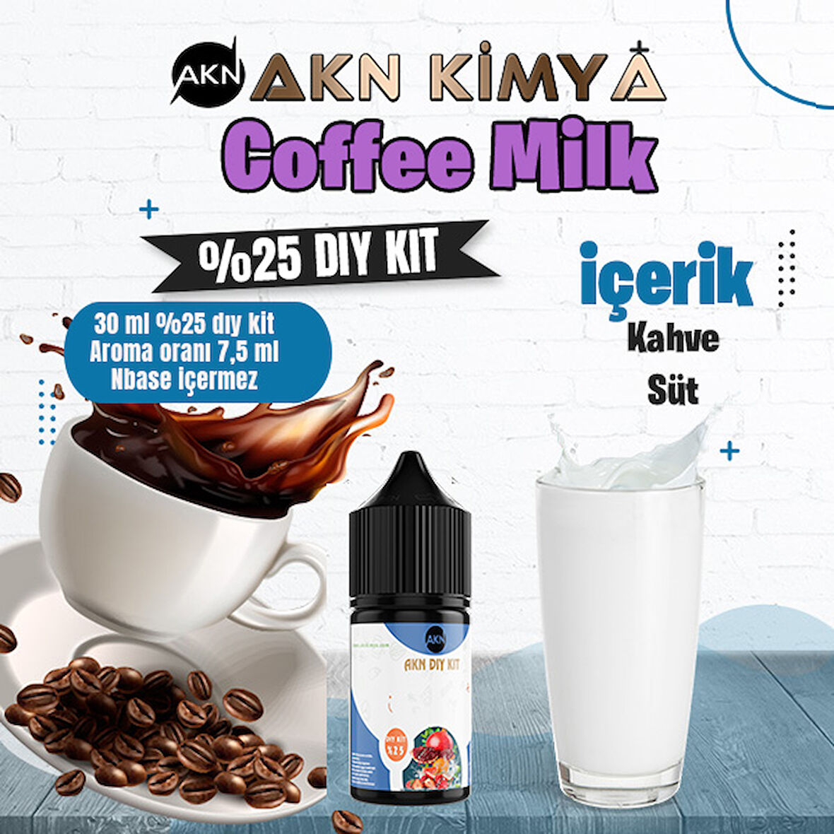 Coffee Milk Yoğun Dıy Kit Kahve Süt Gıda Aroması %25 Oranda Aroma İçerir (Hazır Değildir )