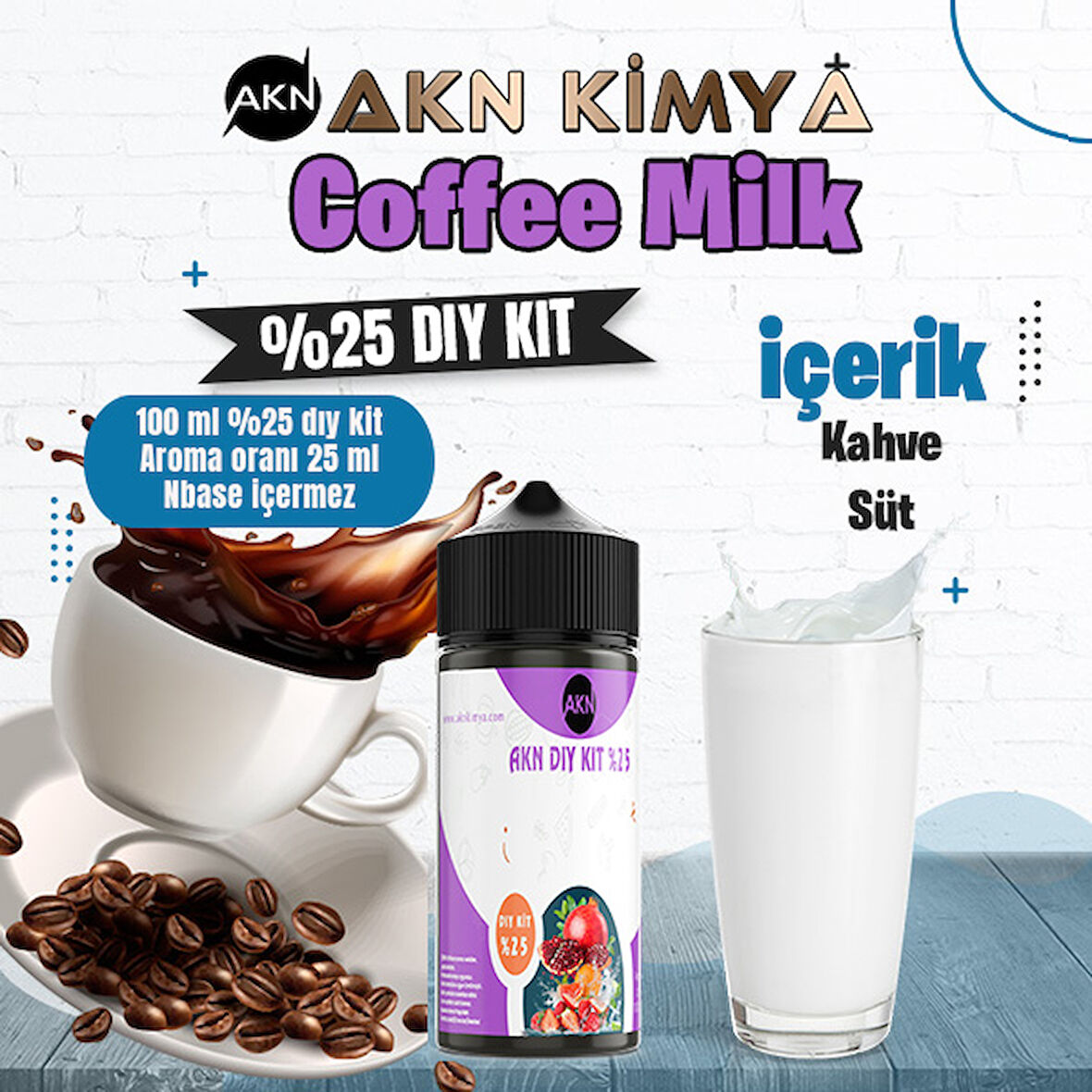 Coffee Milk Yoğun Dıy Kit Kahve Süt Gıda Aroması %25 Oranda Aroma İçerir (Hazır Değildir )