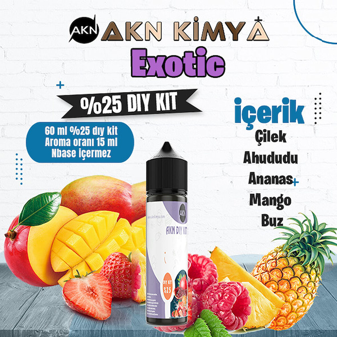 Exotic Yoğun Dıy Kit Çilek Ahududu Ananas Gıda Aroması %25 Oranda Aroma İçerir (Hazır Değildir )