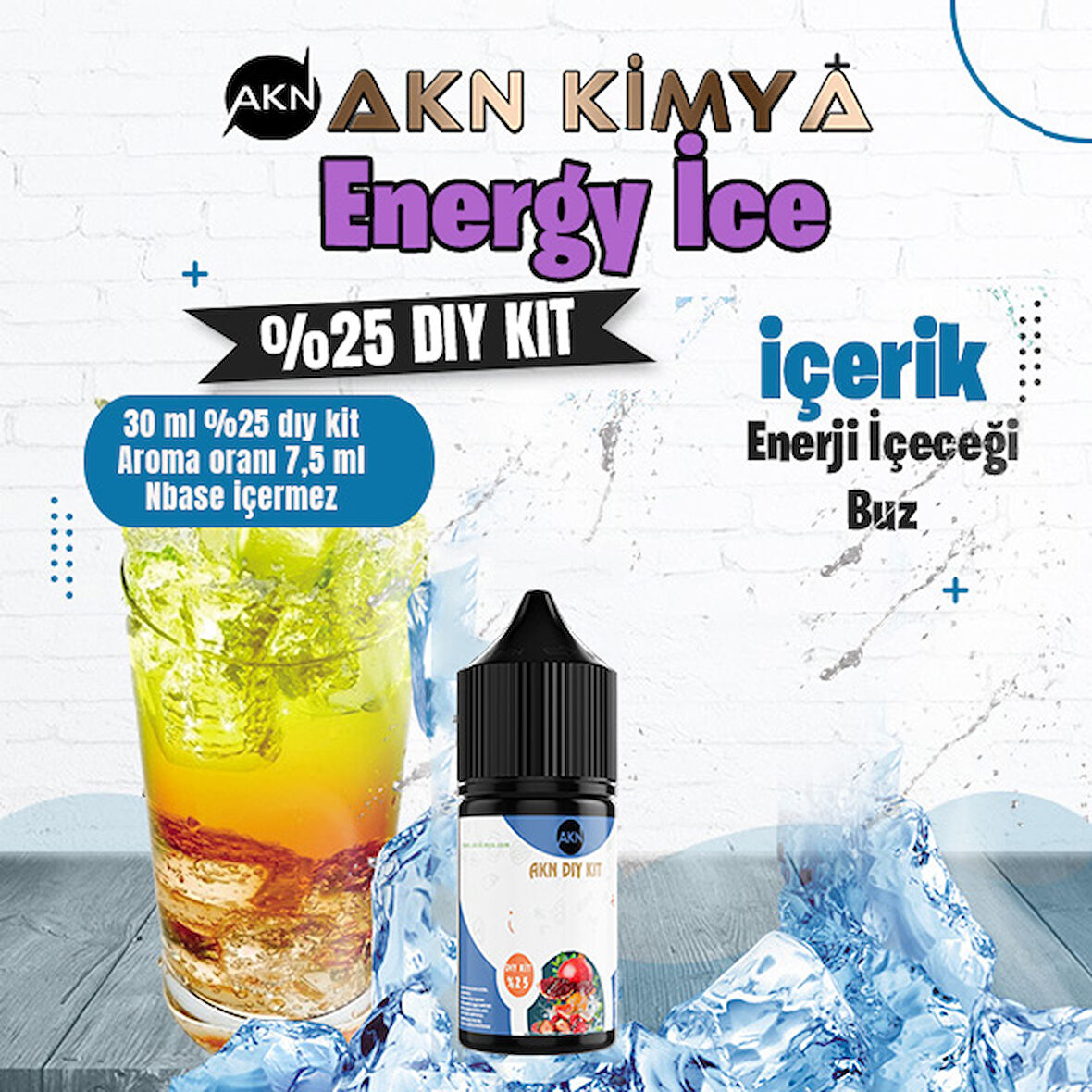 Energy Ice Yoğun Dıy Kit Enerji Içeceği Buz Gıda Aroması %25 Oranda Aroma İçerir (Hazır Değildir )
