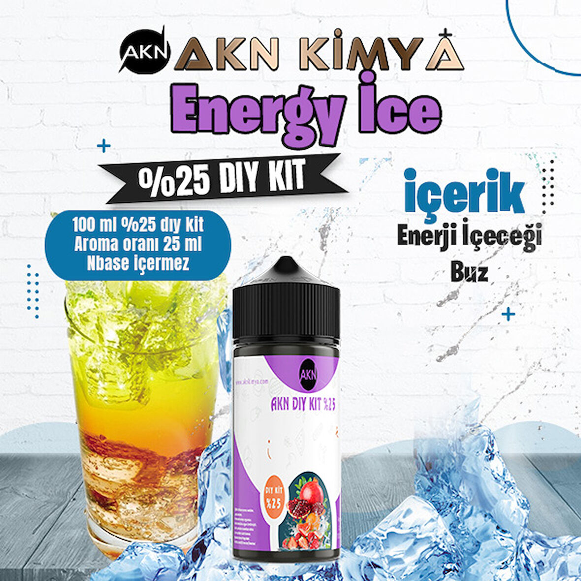Energy Ice Yoğun Dıy Kit Enerji Içeceği Buz Gıda Aroması %25 Oranda Aroma İçerir (Hazır Değildir )