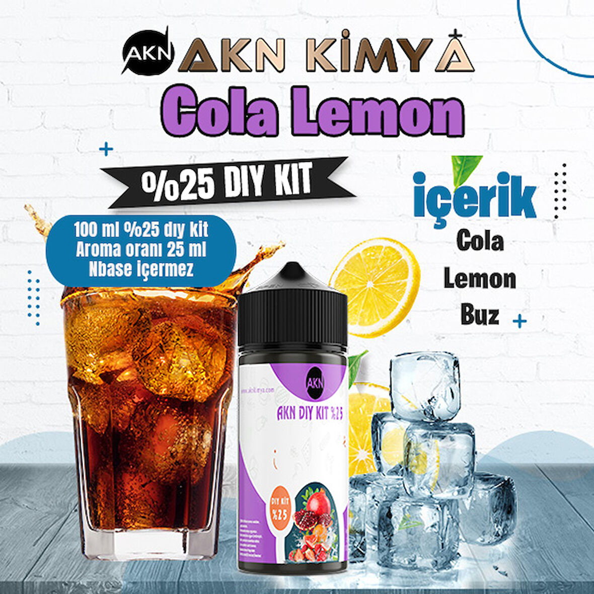 Cola Lemon Yoğun Dıy Kit Cola Lemon Buz Gıda Aroması %25 Oranda Aroma İçerir (Hazır Değildir )
