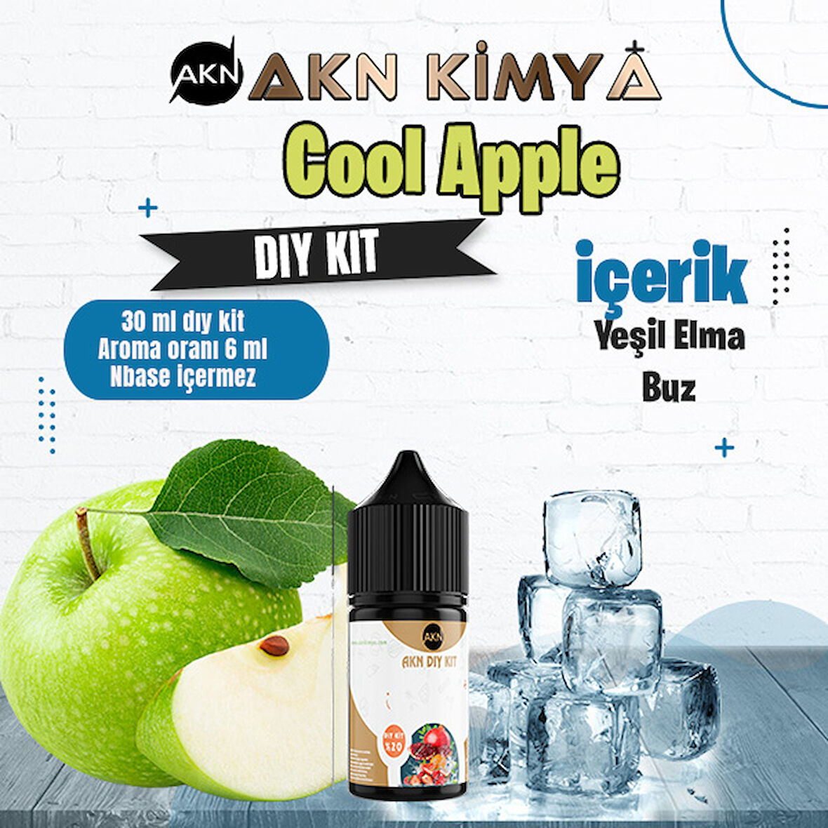 Cool Apple Dıy Kit Yeşil Elma Buz Gıda Aroması %20 Oranda Aroma İçerir (Hazır Değildir )