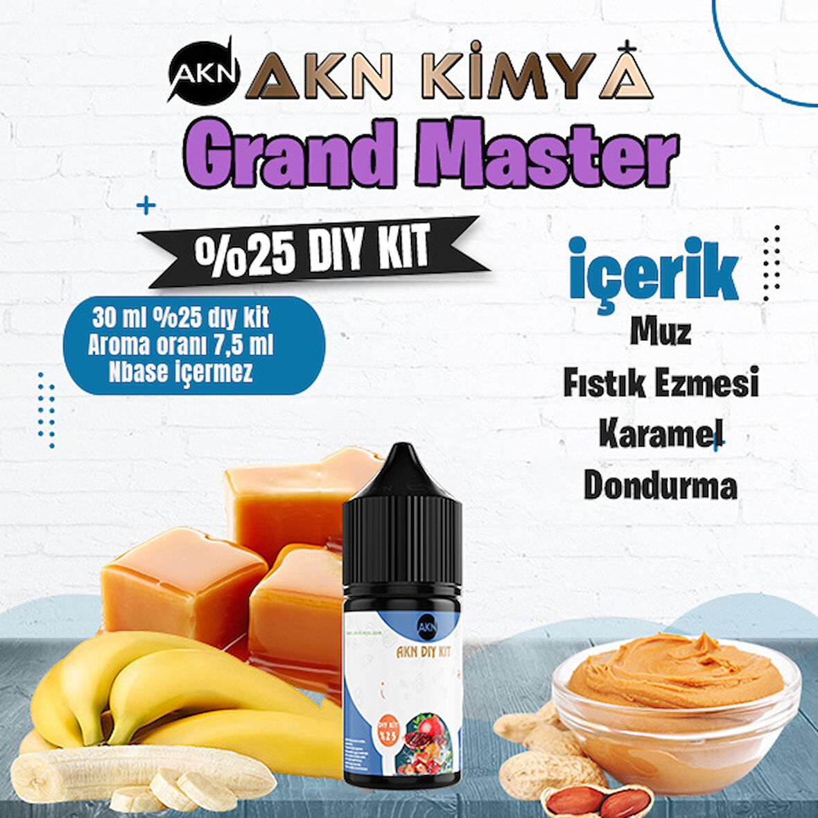 Grand Master Five Pawns Yoğun Dıy Kit Muz Fıstık Ezmesi Karamel Gıda Aroması %25 Oranda Aroma İçerir (Hazır Değildir )