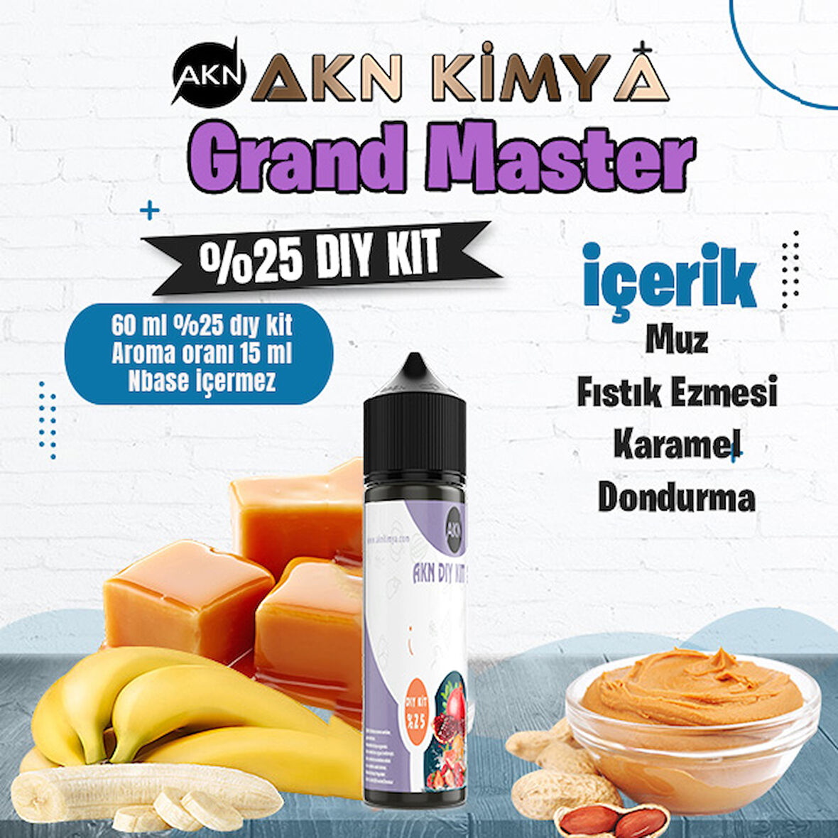 Grand Master Five Pawns Yoğun Dıy Kit Muz Fıstık Ezmesi Karamel Gıda Aroması %25 Oranda Aroma İçerir (Hazır Değildir )