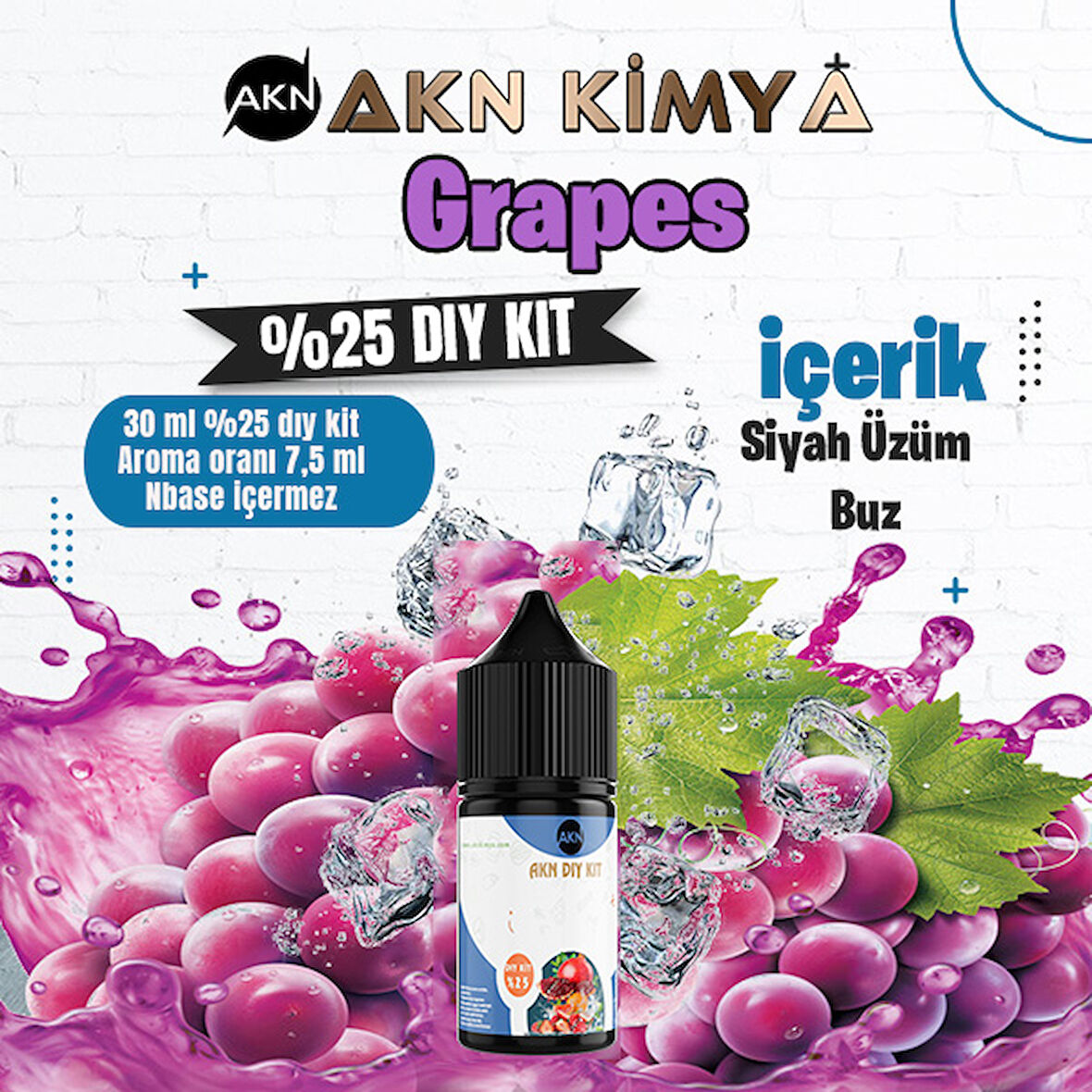 Grapes Yoğun Dıy Kit Siyah Üzüm Buz Gıda Aroması %25 Oranda Aroma İçerir (Hazır Değildir )