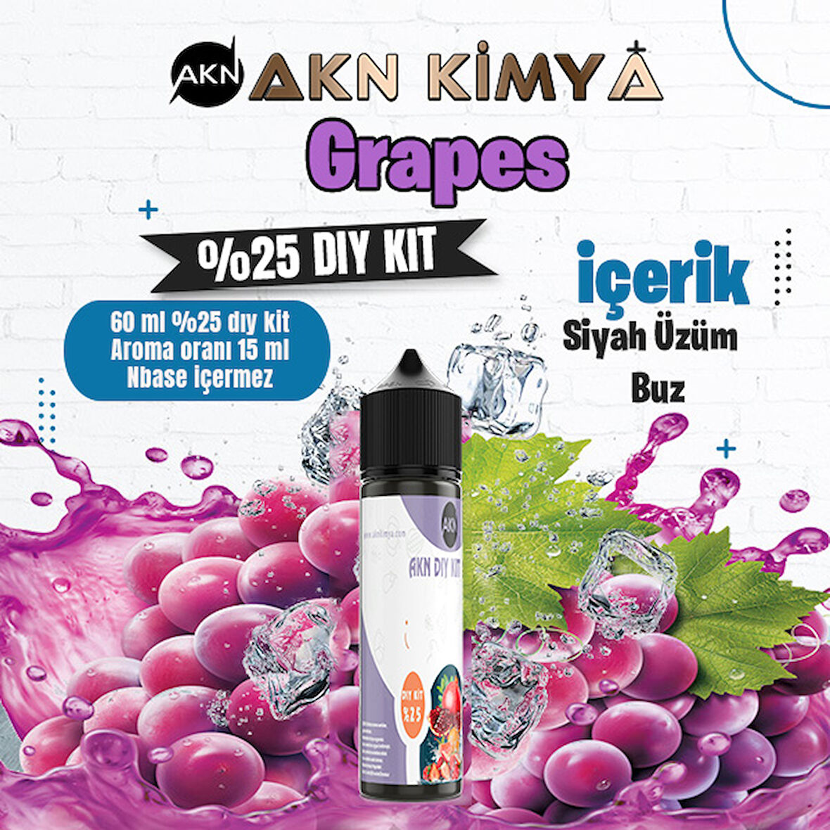 Grapes Yoğun Dıy Kit Siyah Üzüm Buz Gıda Aroması %25 Oranda Aroma İçerir (Hazır Değildir )