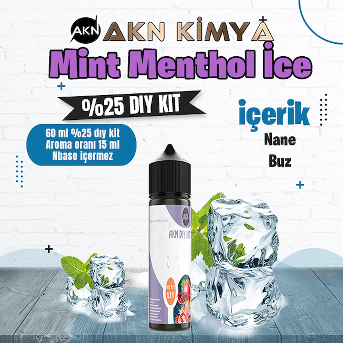 Mint Menthol Ice Yoğun Dıy Kit Nane Buz Gıda Aroması %25 Oranda Aroma İçerir (Hazır Değildir )