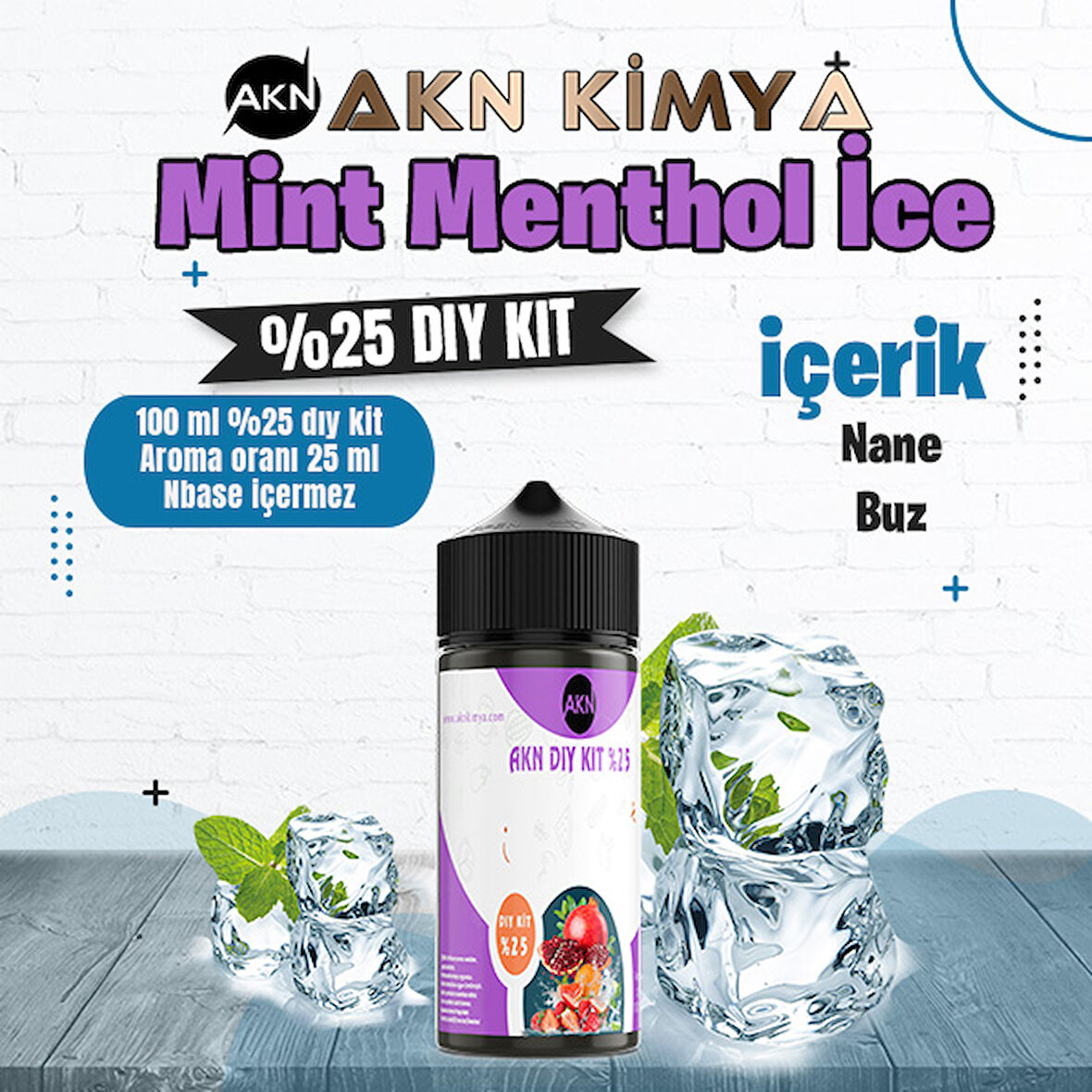 Mint Menthol Ice Yoğun Dıy Kit Nane Buz Gıda Aroması %25 Oranda Aroma İçerir (Hazır Değildir )
