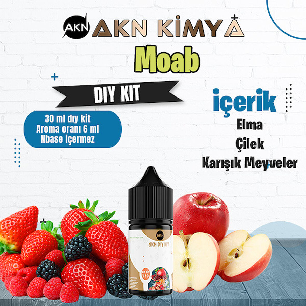 Moab Dıy Kit Elma Çilek Gıda Aroması %20 Oranda Aroma İçerir (Hazır Değildir )