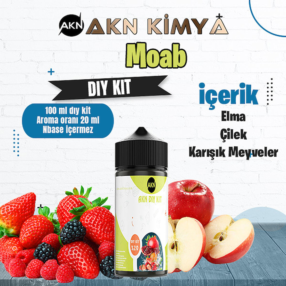 Moab Dıy Kit Elma Çilek Gıda Aroması %20 Oranda Aroma İçerir (Hazır Değildir )